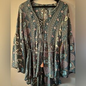 Boho Lace-Up Karma Highway Romper